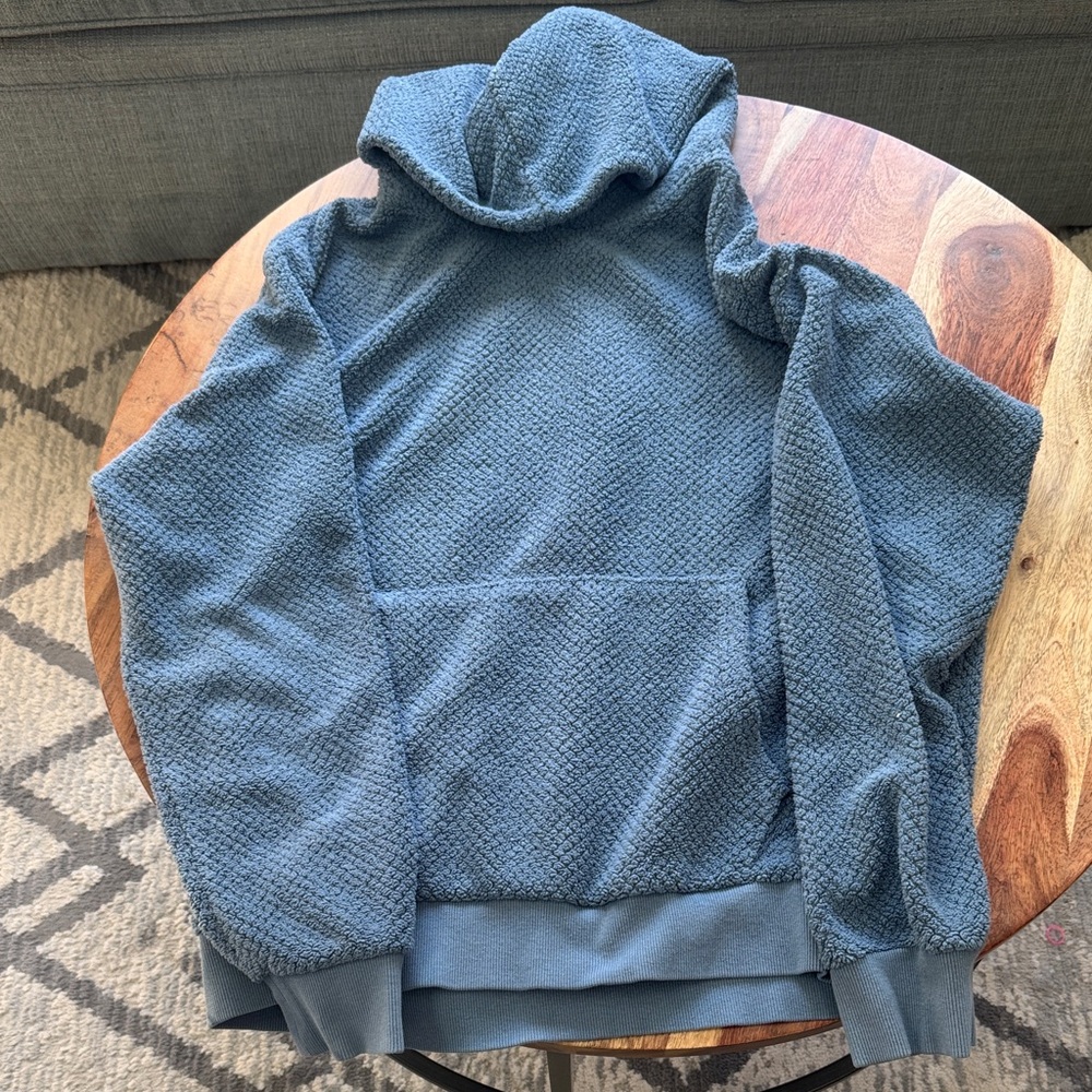 Men's Textured Blue Hoodie Sweater